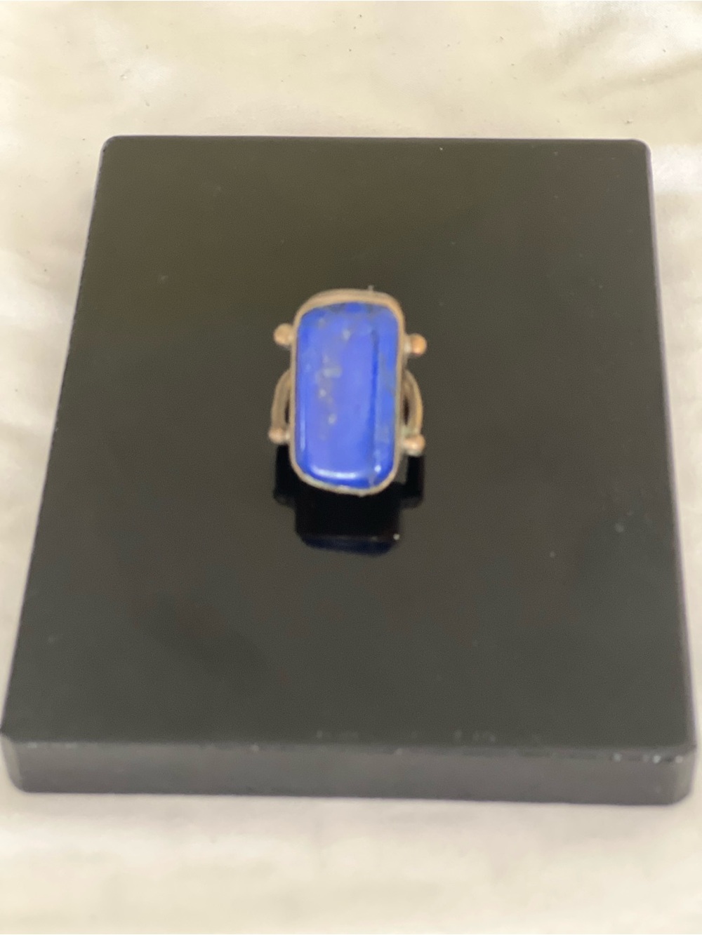 Emerson Fry Blue Lapis Rectangle Cabochon Ring size 6